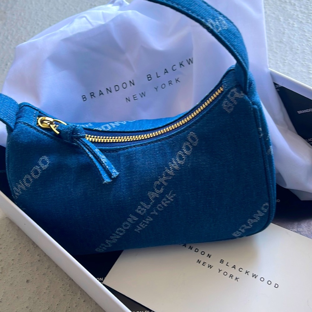 Beautiful never worn Brandon Blackwood Denim shoulder/hand bag from saks